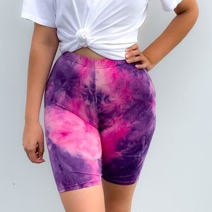 Brighter Days Fuchsia Purple Tie Dye Biker Shorts